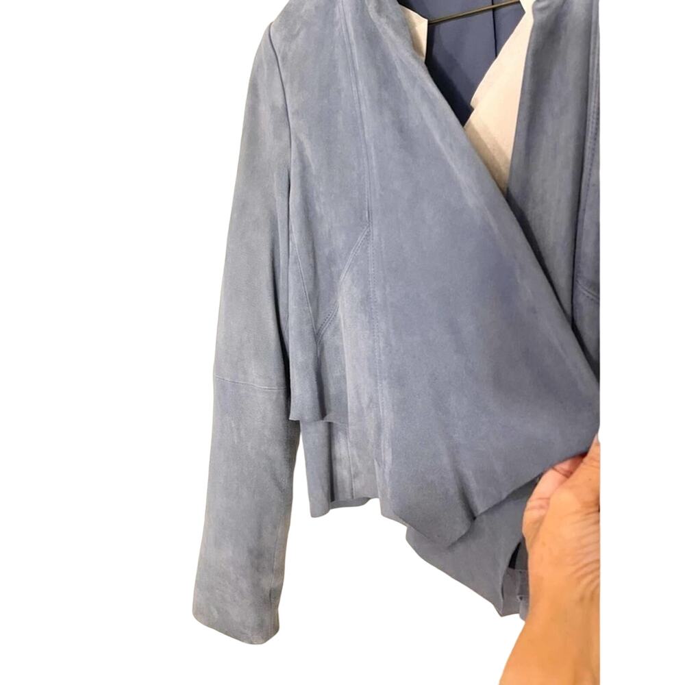 Whbm Soft Blue Drop-Front Suede Jacket Size Large… - image 8